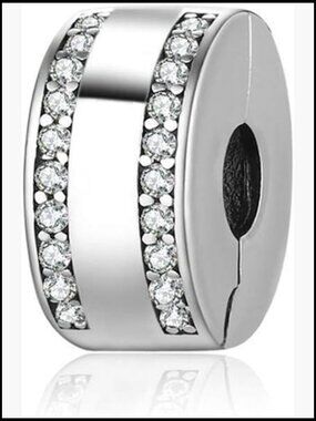 Sterling Silver Clip Charm Stopper Spacer for Bracelet Classic Elegant Design